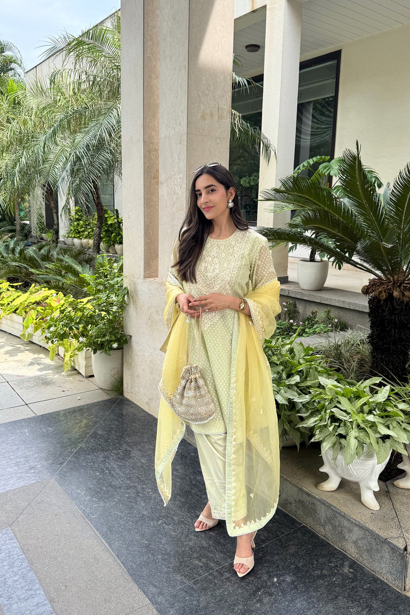 Aishani Maini In Nida - Mint Green Short Choga With Farshi Salwar