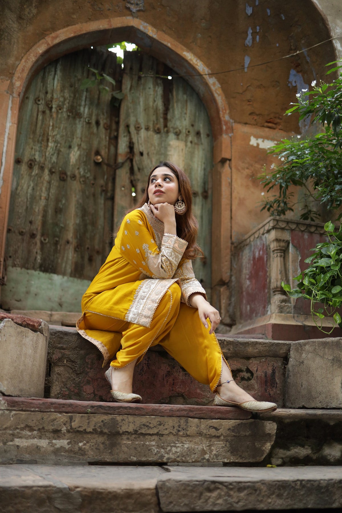 TARINI BHATIA IN MYREEN - Glaze Mustard KURTA WITH DHOTI