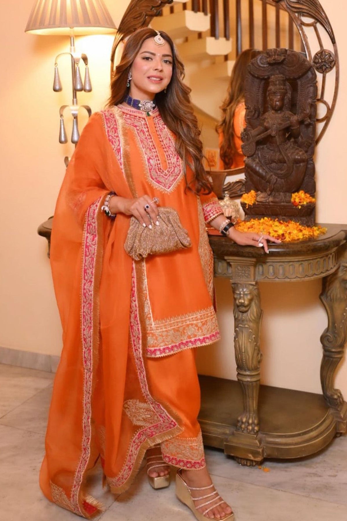 Chandni Girdhar In NAAYAAB - Orange SHORT KURTA WITH SALWAR AND DUPATTA