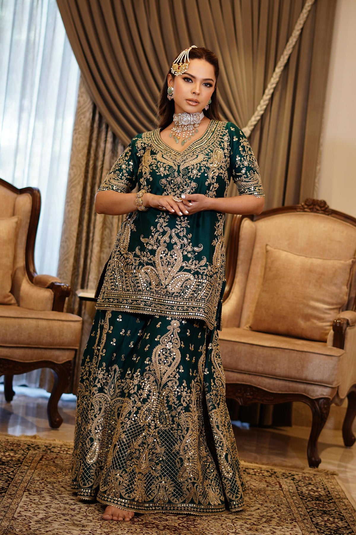 Chandni Girdhar In AAFIYA - EMERALD GREEN SHARARA