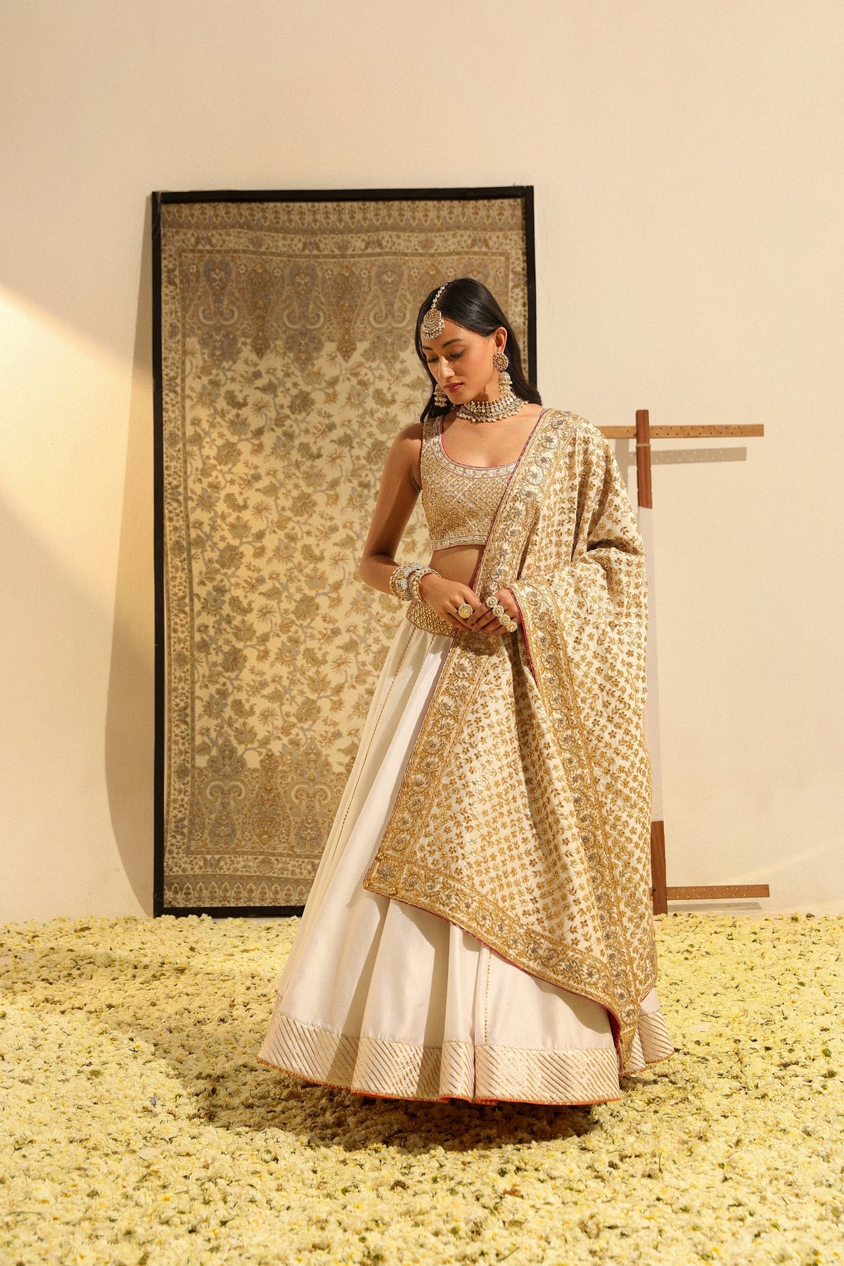 Aayan - Daisy Ivory Hand Embroidered Lehenga set with Odhni