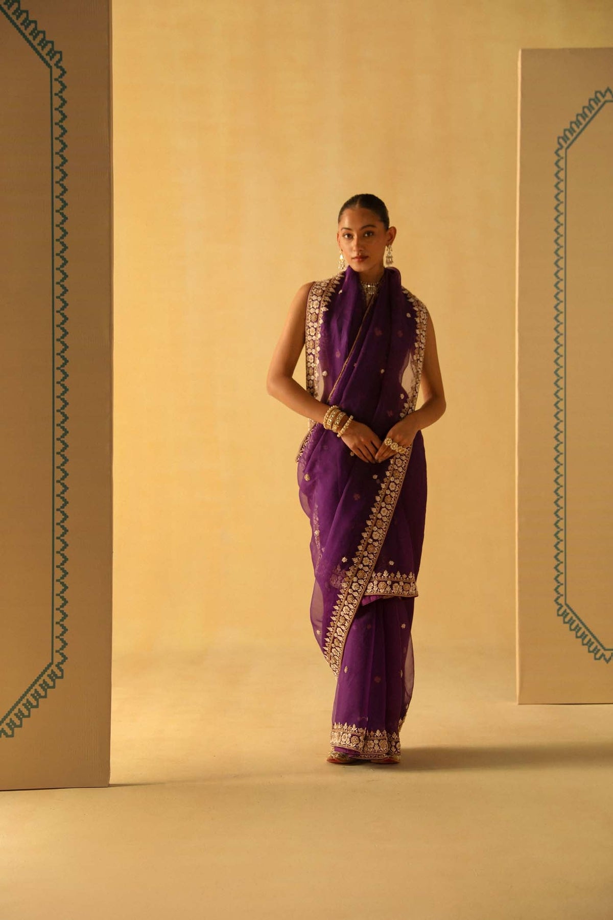 Hannah - Deep Purple Saree Set