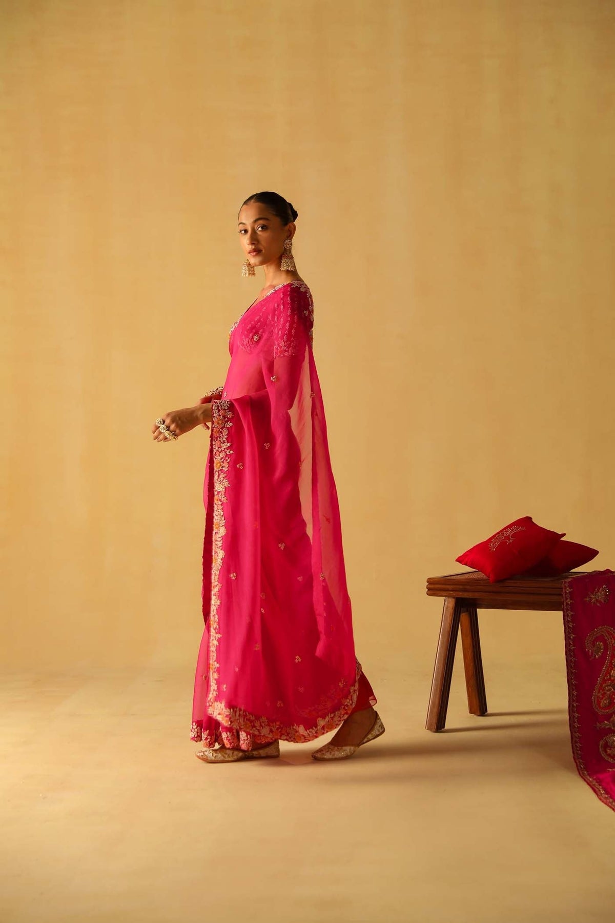Afsa - Rani Hotpink Saree Set (Lxrts)