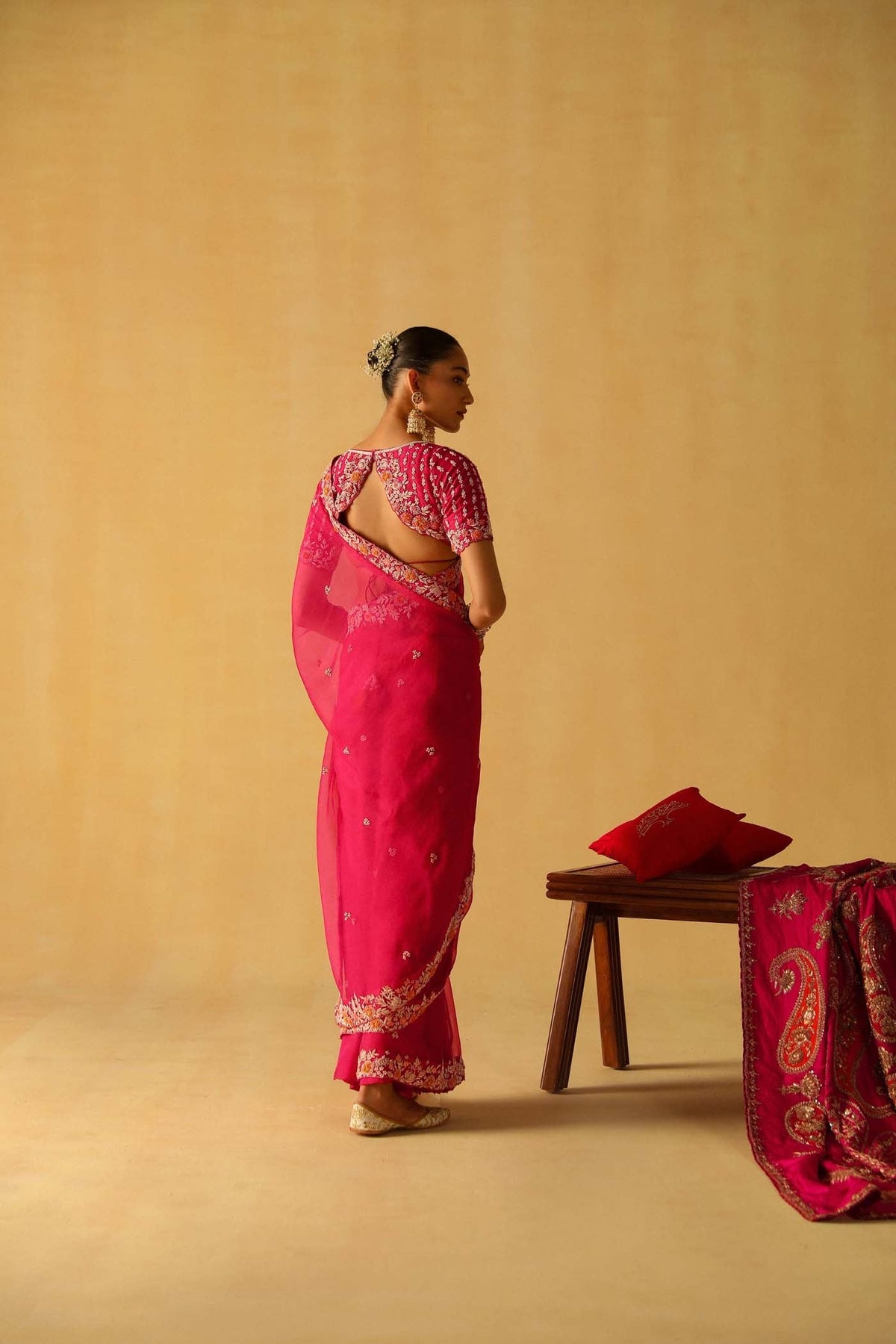 Afsa - Rani Hotpink Saree Set (Lxrts)