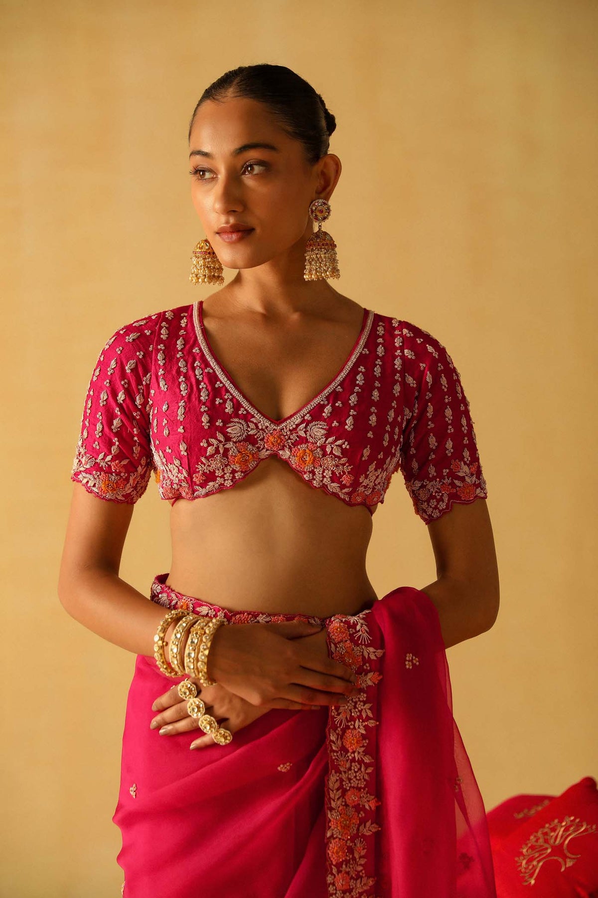 Afsa - Rani Hotpink Saree Set (Lxrts)