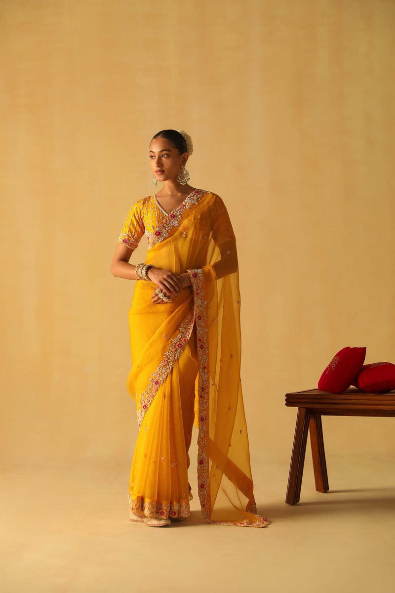Afsa - Mustard Saree Set (Lxrts)