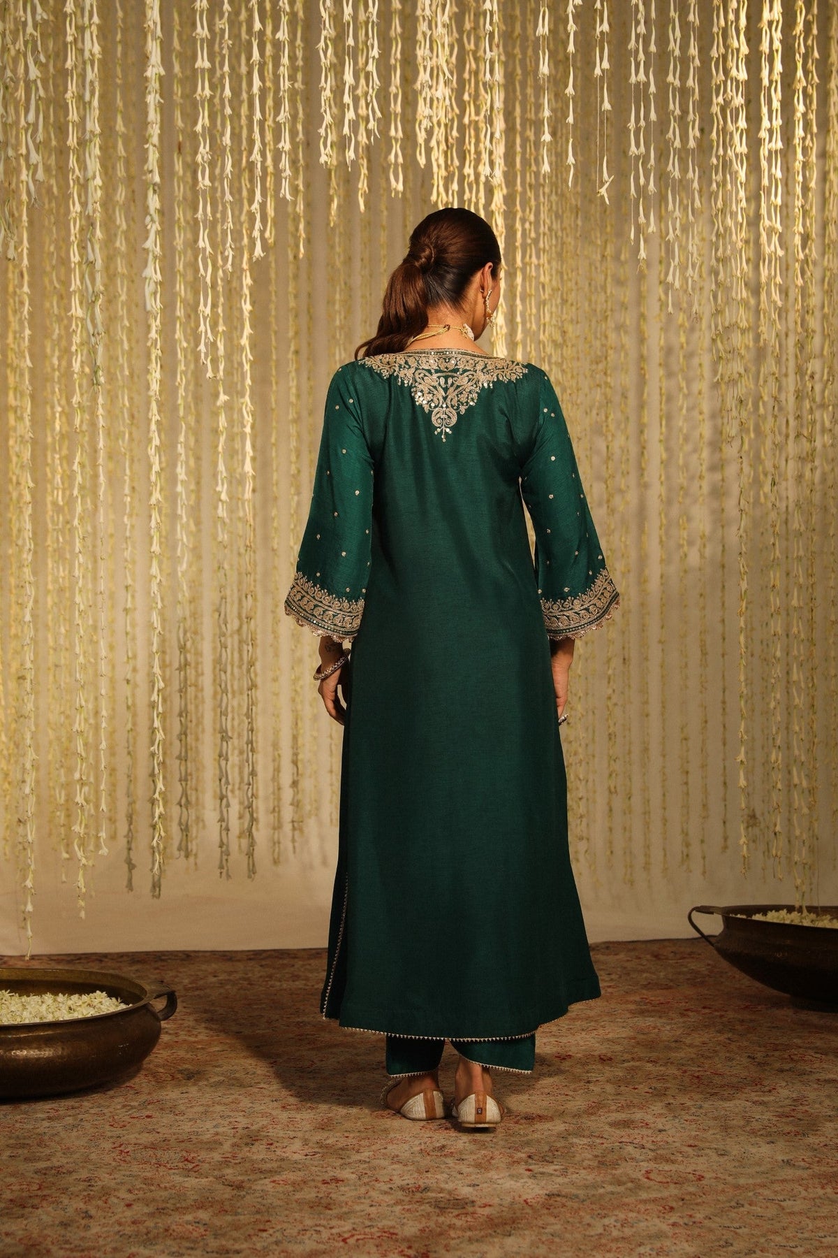 MYSHA - EMERALD GREEN  LONG CHOGA WITH SALWAR (LXRTS)