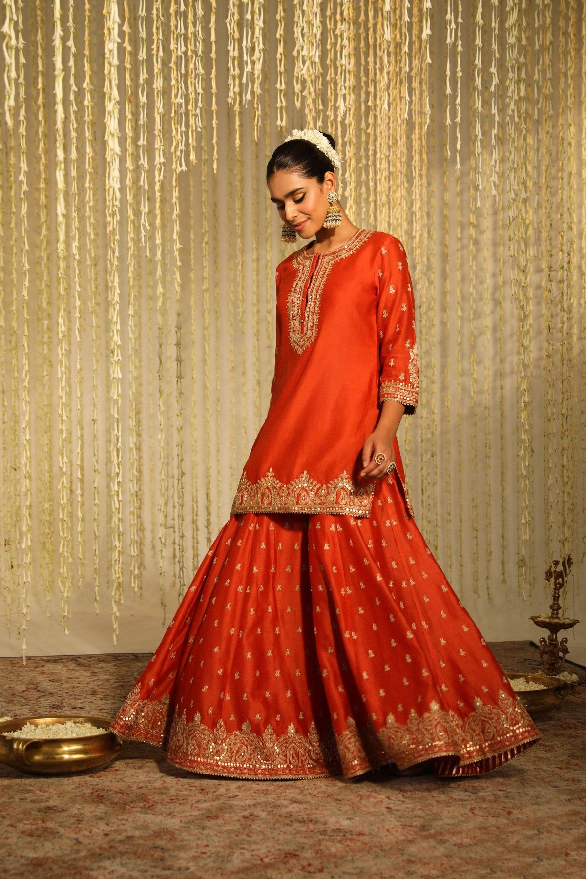 Tarini Bhatia In MISHIKA - BURNT ORANGE KURTA WITH SHARARA AND DUPATTA