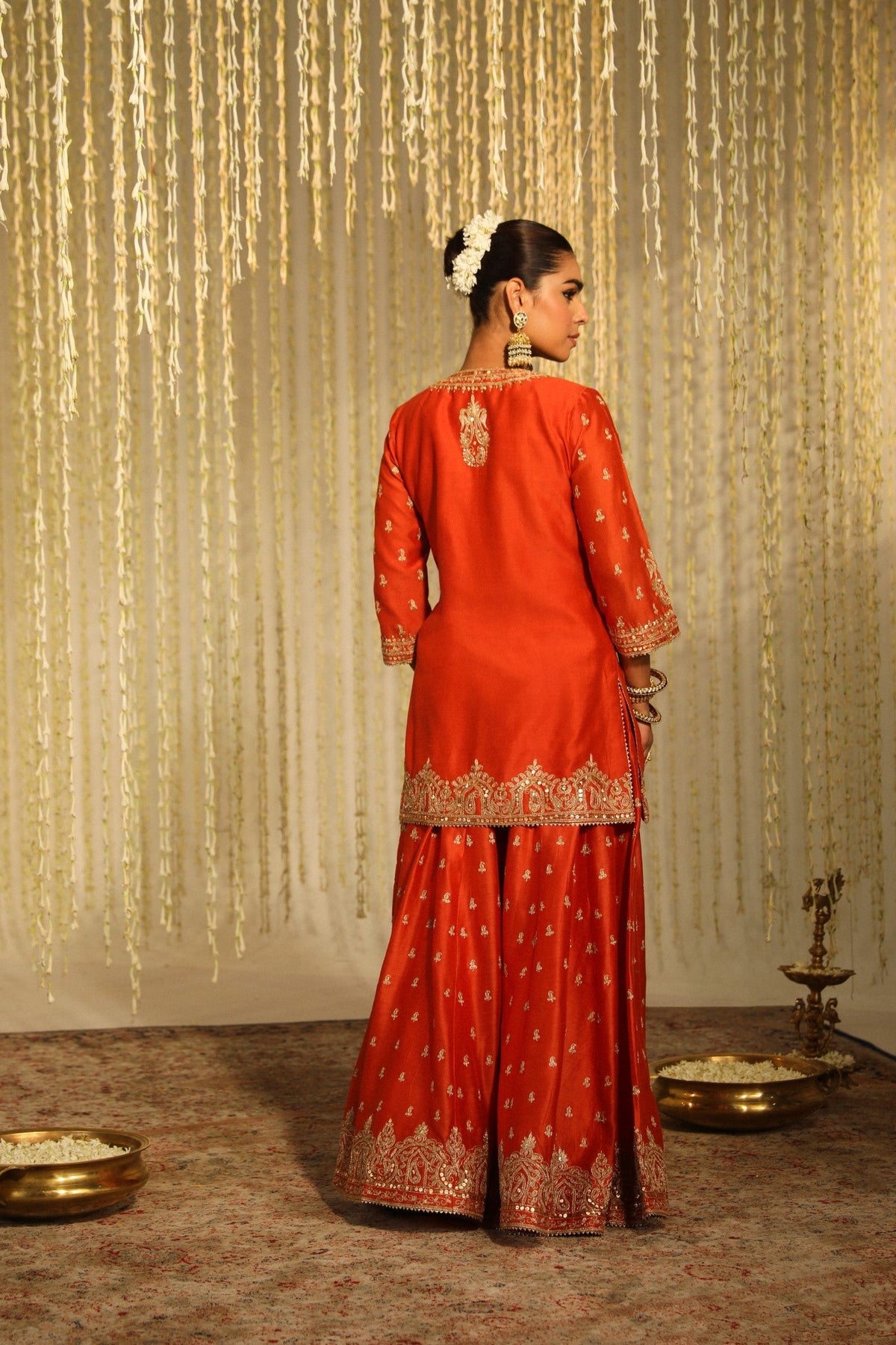 Tarini Bhatia In MISHIKA - BURNT ORANGE KURTA WITH SHARARA AND DUPATTA