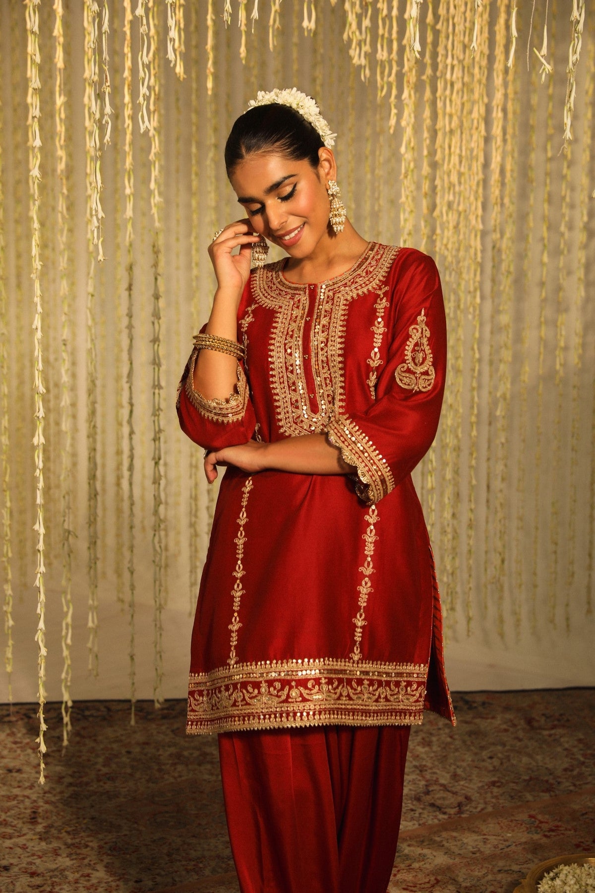 Supriya Nagpal In MEHAK - DEEP RED SHORT KURTA WITH SALWAR AND DUPATTA