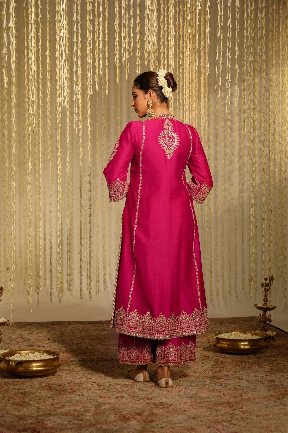 Guntas Sethi In MAHIKA - Rani Hotpink LONG KURTA WITH PALAZZO AND DUPATTA