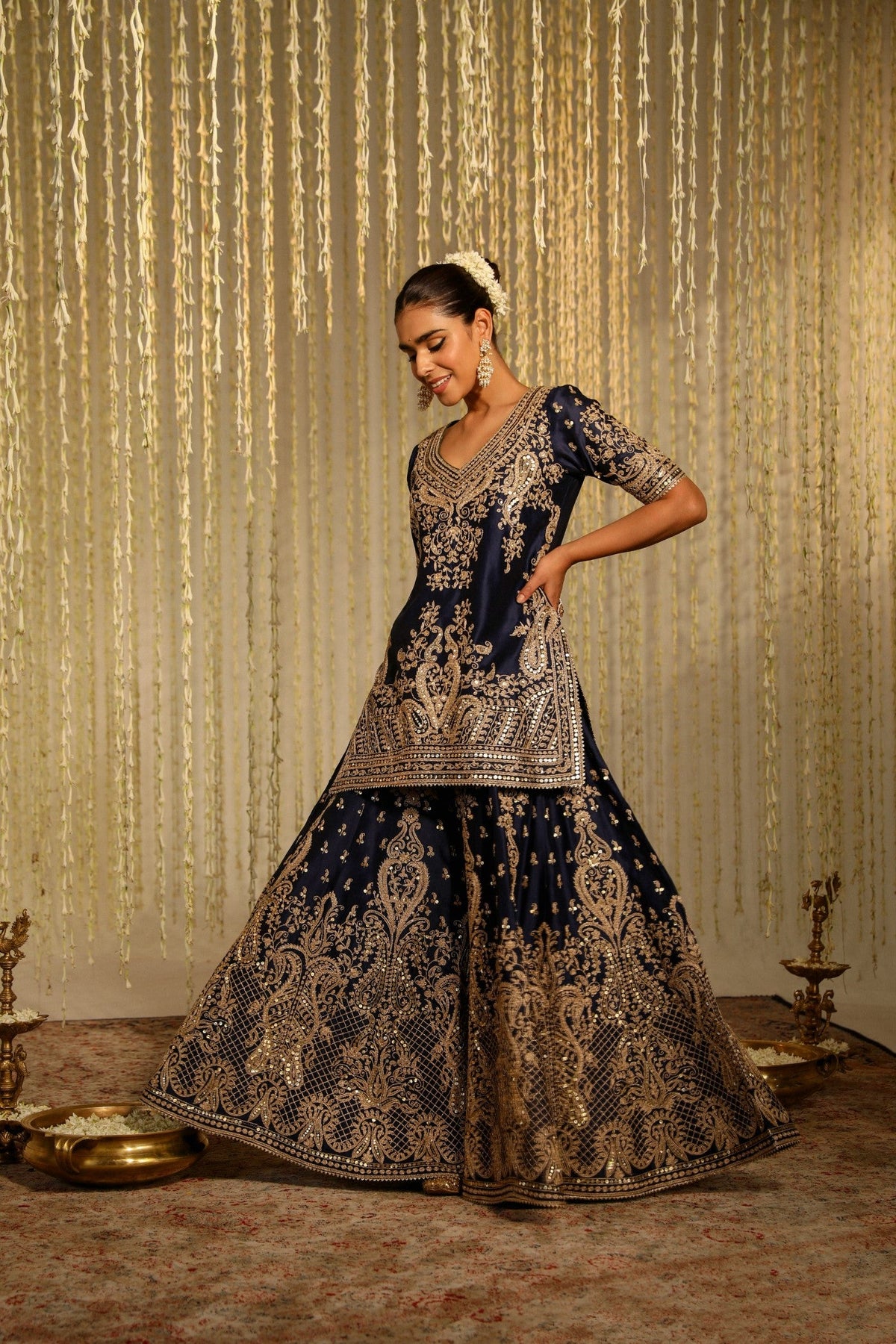 Seher Datta In AAFIYA - DEEP BLUE SHARARA
