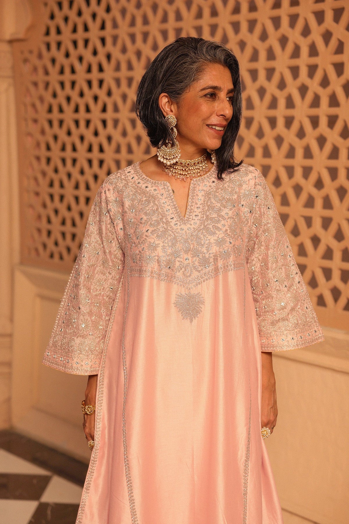 Aiman - Rosepink Short Knee Length Choga with Salwar (Lxrts)