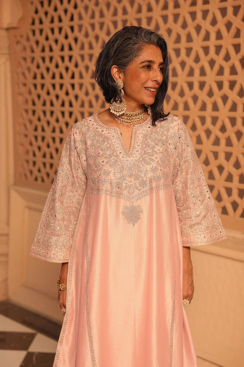 Aiman - Rosepink Short Knee Length Choga with Salwar (Lxrts)
