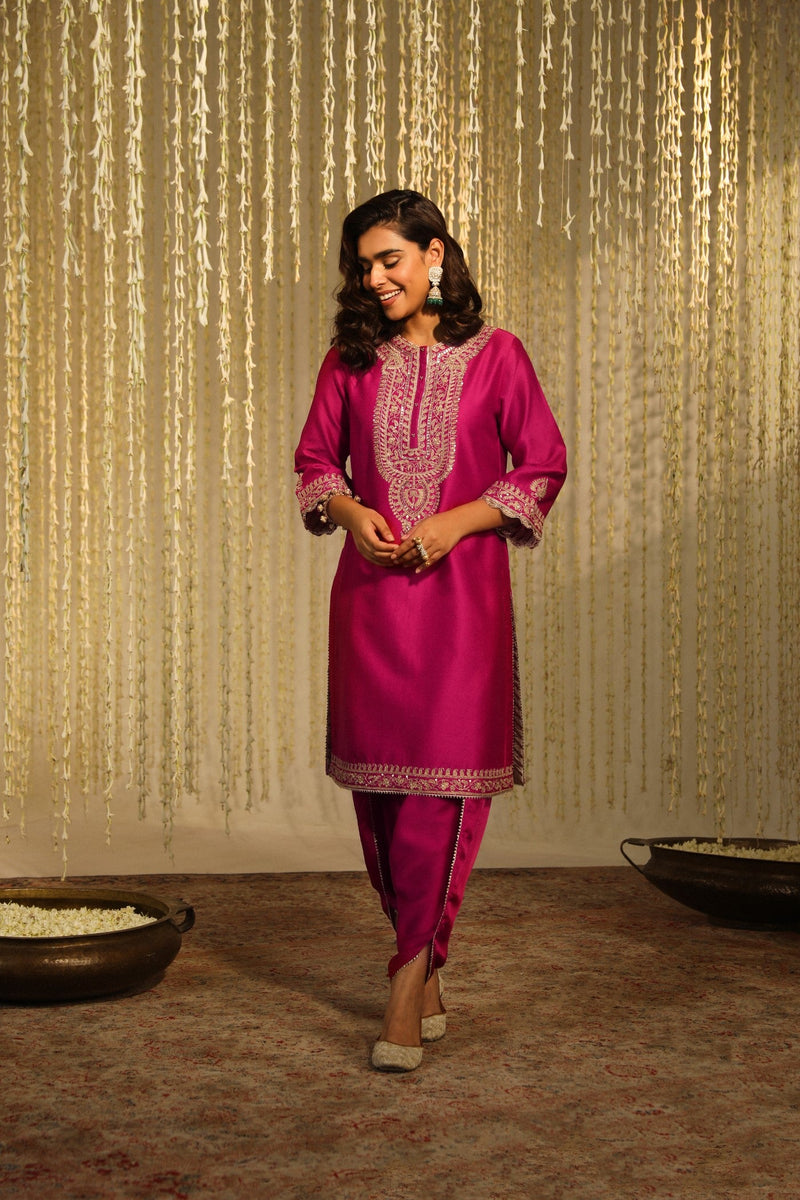 Shilpa Shetty In ENISA - Rani Hotpink KURTA WITH DHOTI
