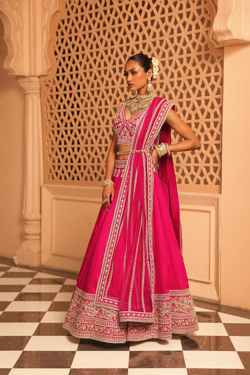 Ilma - Rani Hotpink Lehenga with Blouse and Dupatta