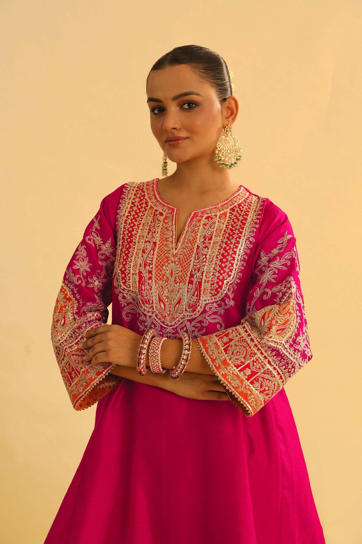 MOHSINA - Rani Hotpink SHORT KALIDAAR CHOGA WITH SALWAR