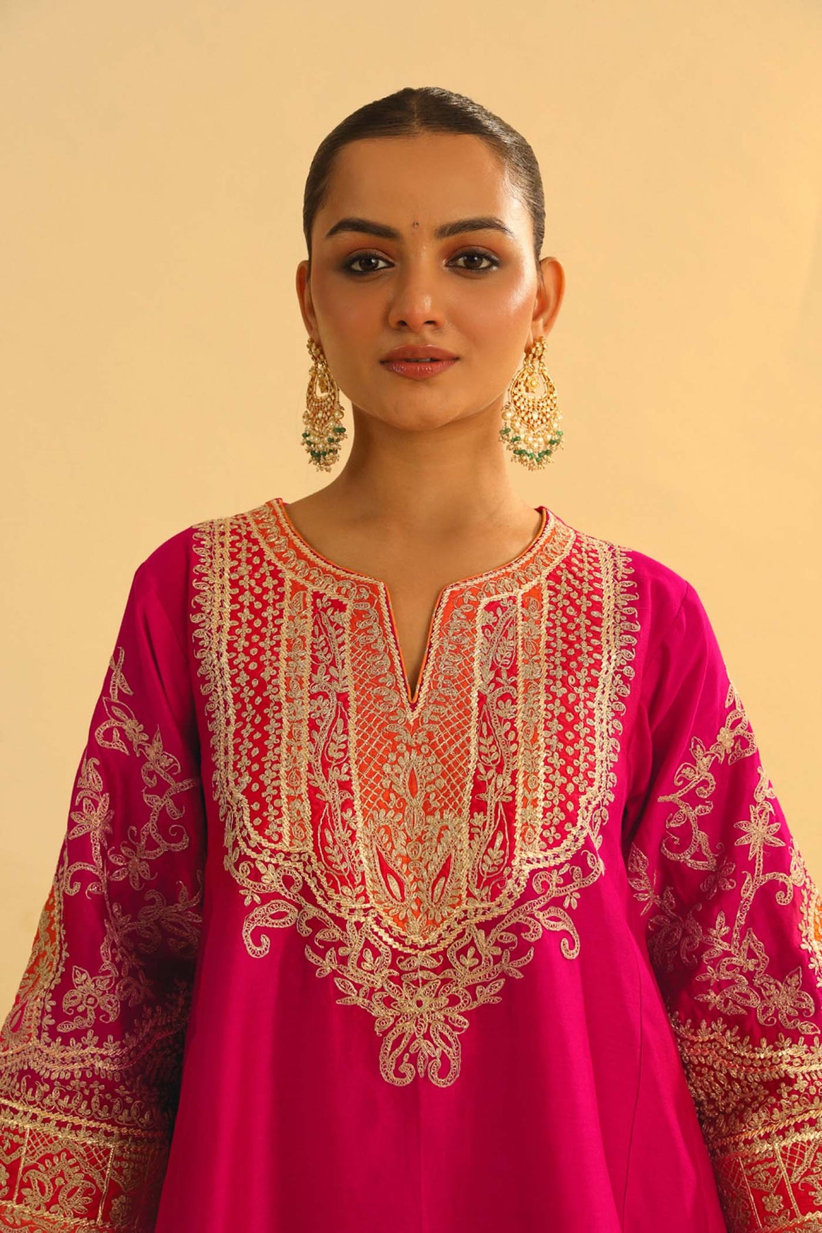 MOHSINA - Rani Hotpink SHORT KALIDAAR CHOGA WITH SALWAR