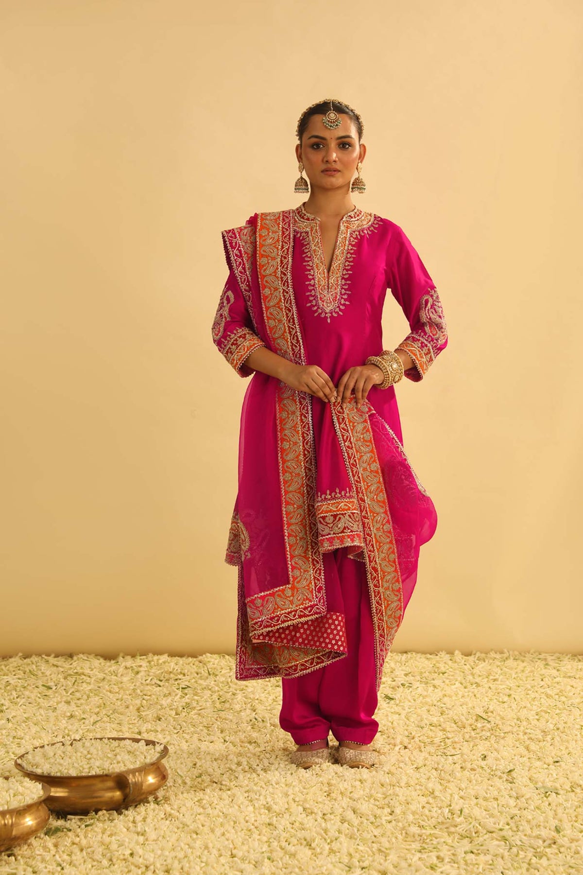 Rayana - Rani Hotpink A-line Kurta with Salwar & Dupatta