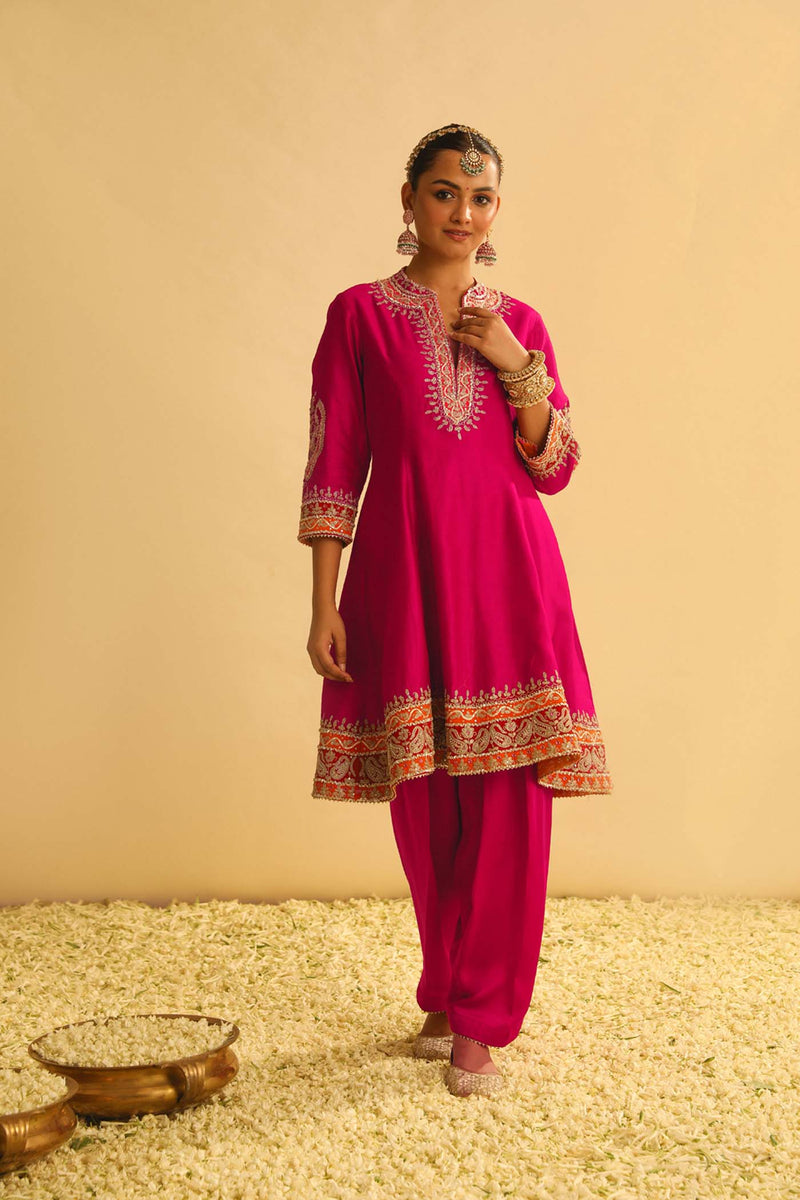 Rayana - Rani Hotpink A-line Kurta with Salwar & Dupatta