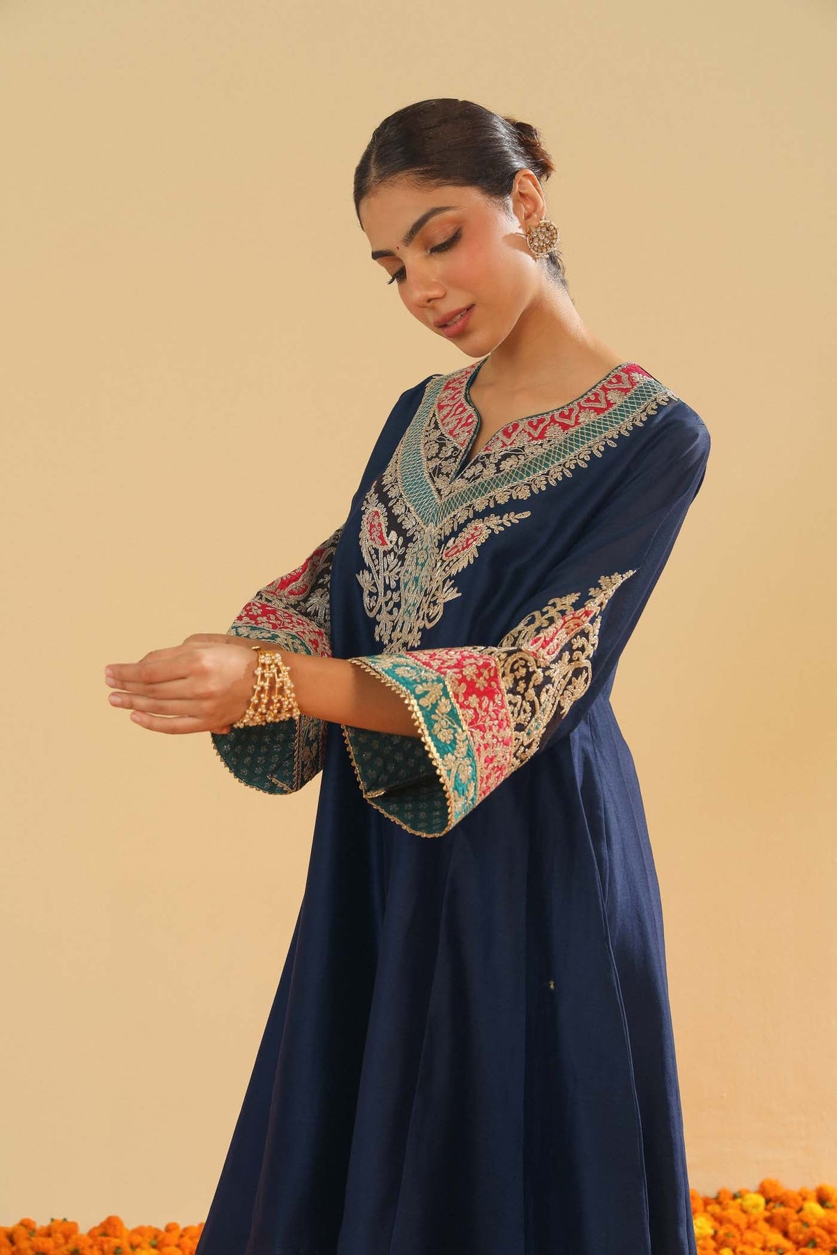 Mehrish - Dark Blue Short Kalidaar Chauga with Salwar (LXRTS)