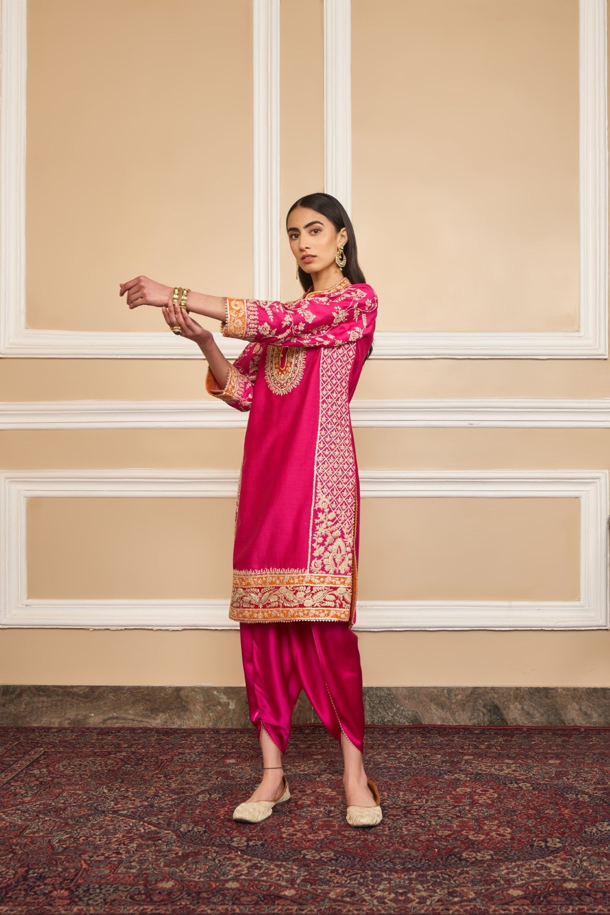 MEHNOOR - Rani Hotpink KURTA WITH DHOTI