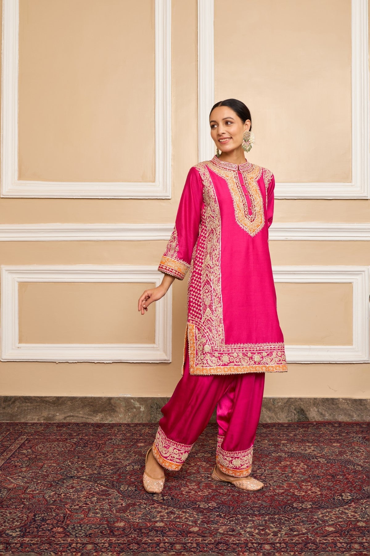 Jannat Khan In NAAYAAB - Rani Hotpink SHORT KURTA WITH SALWAR AND DUPATTA