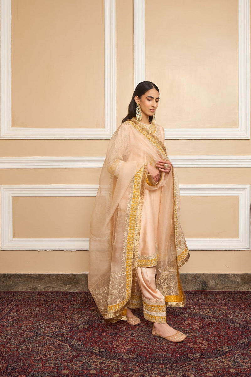 RESHAM - ROSEPINK SHORT KURTA WITH SALWAR AND DUPATTA (LXRTS)