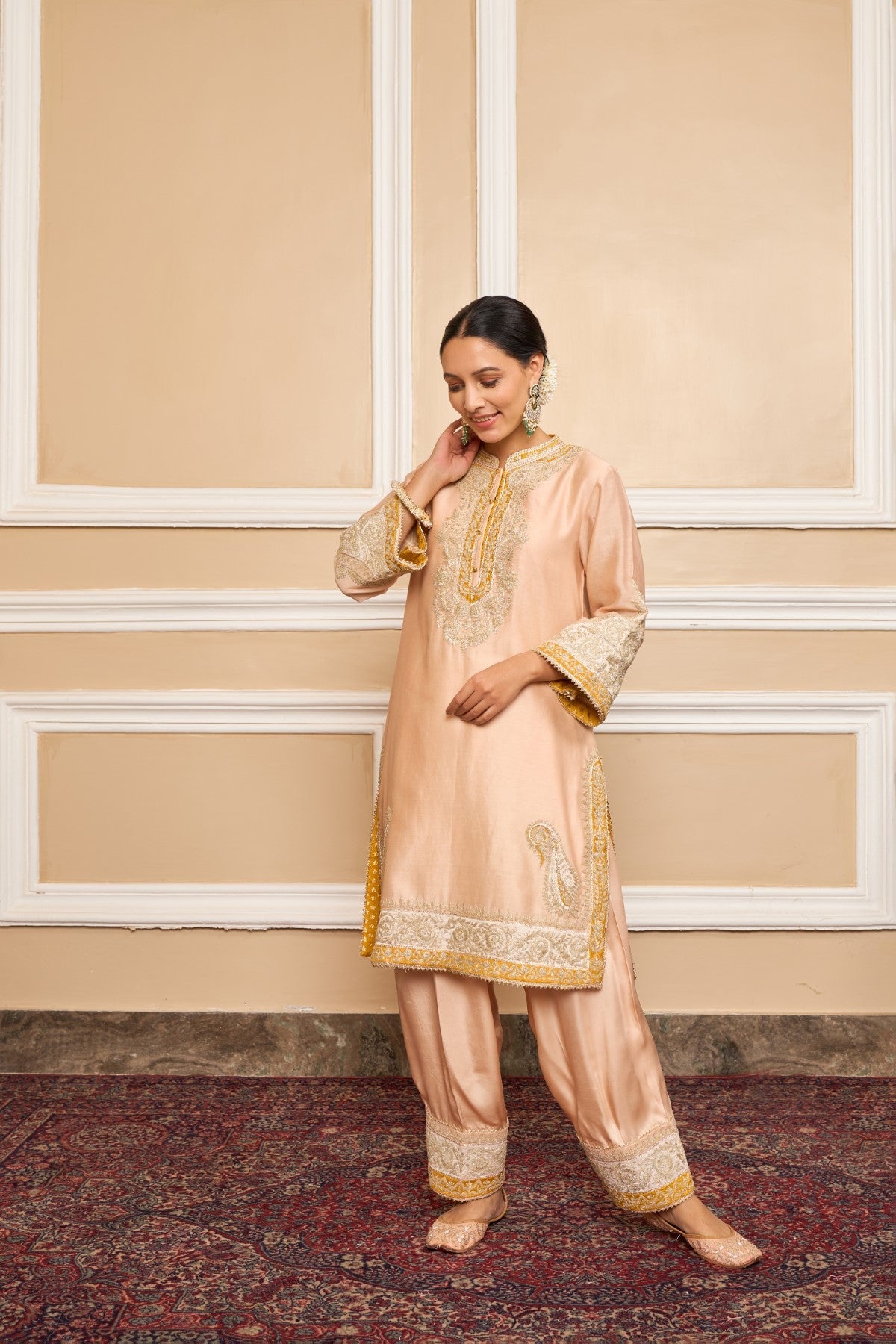 SABAA - Rose Pink SHORT KURTA WITH SALWAR AND DUPATTA
