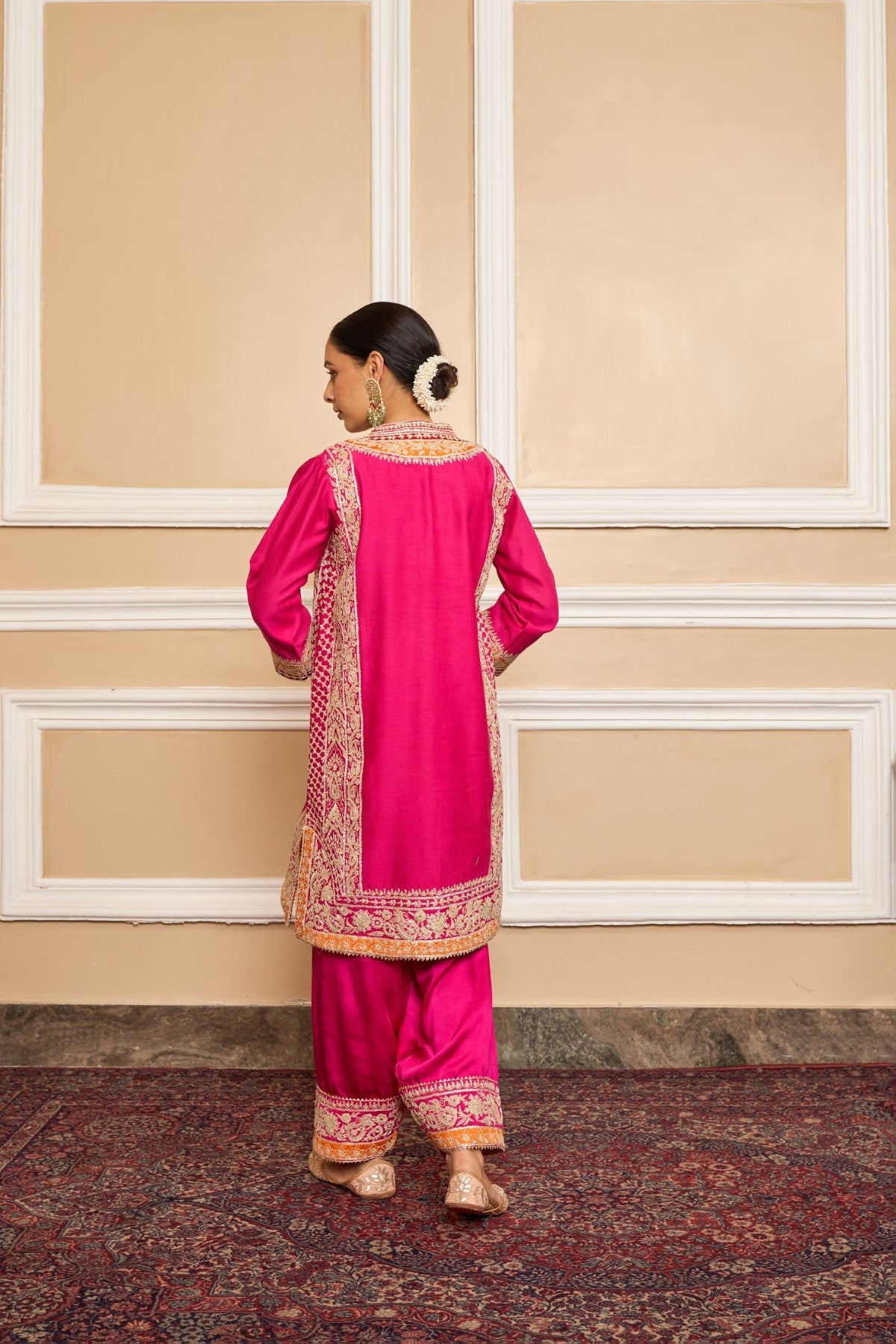 NAAYAAB - Rani Hotpink SHORT KURTA WITH SALWAR AND DUPATTA