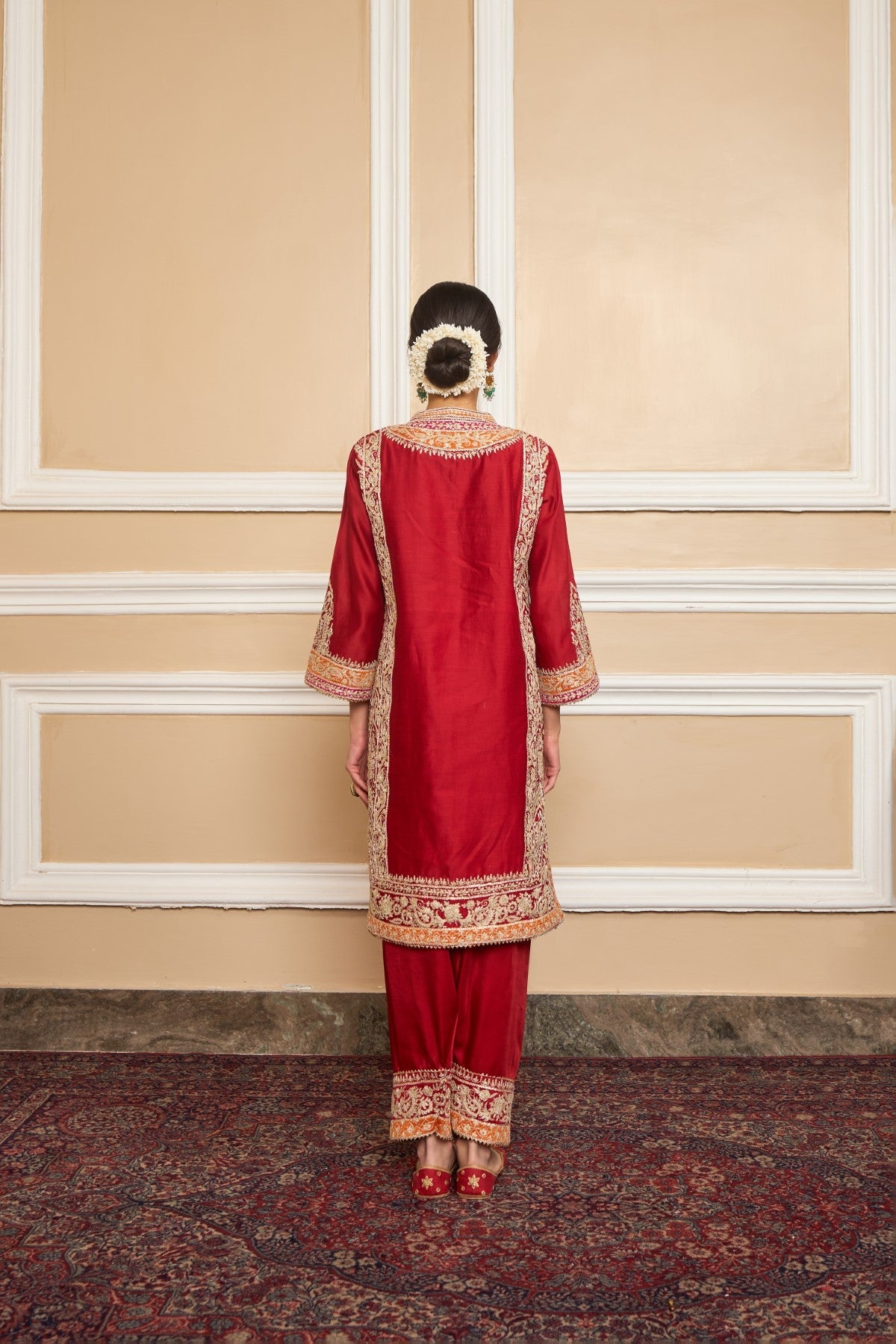 Sneha Arora In NAAYAAB - DEEP RED SHORT KURTA WITH SALWAR AND DUPATTA