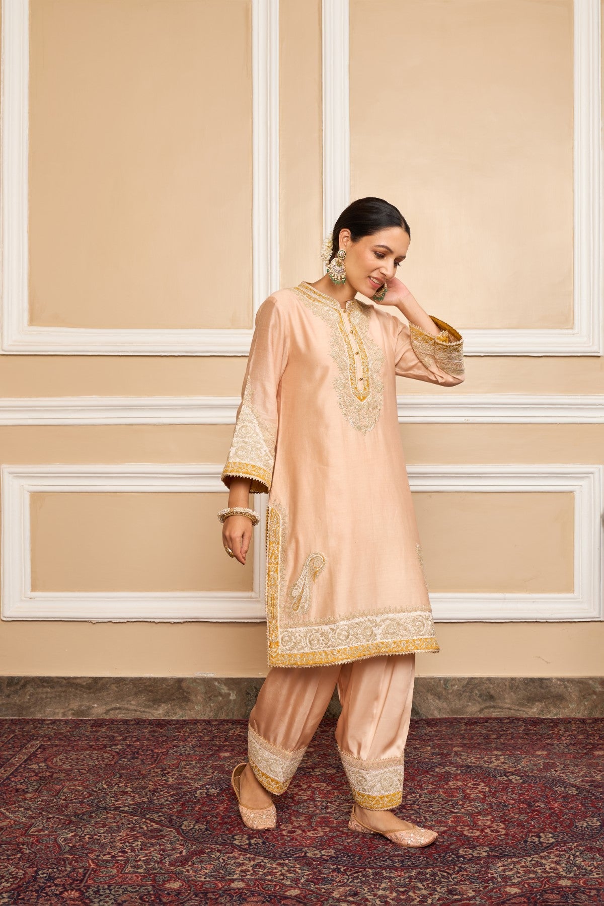 SABAA - Rose Pink SHORT KURTA WITH SALWAR AND DUPATTA