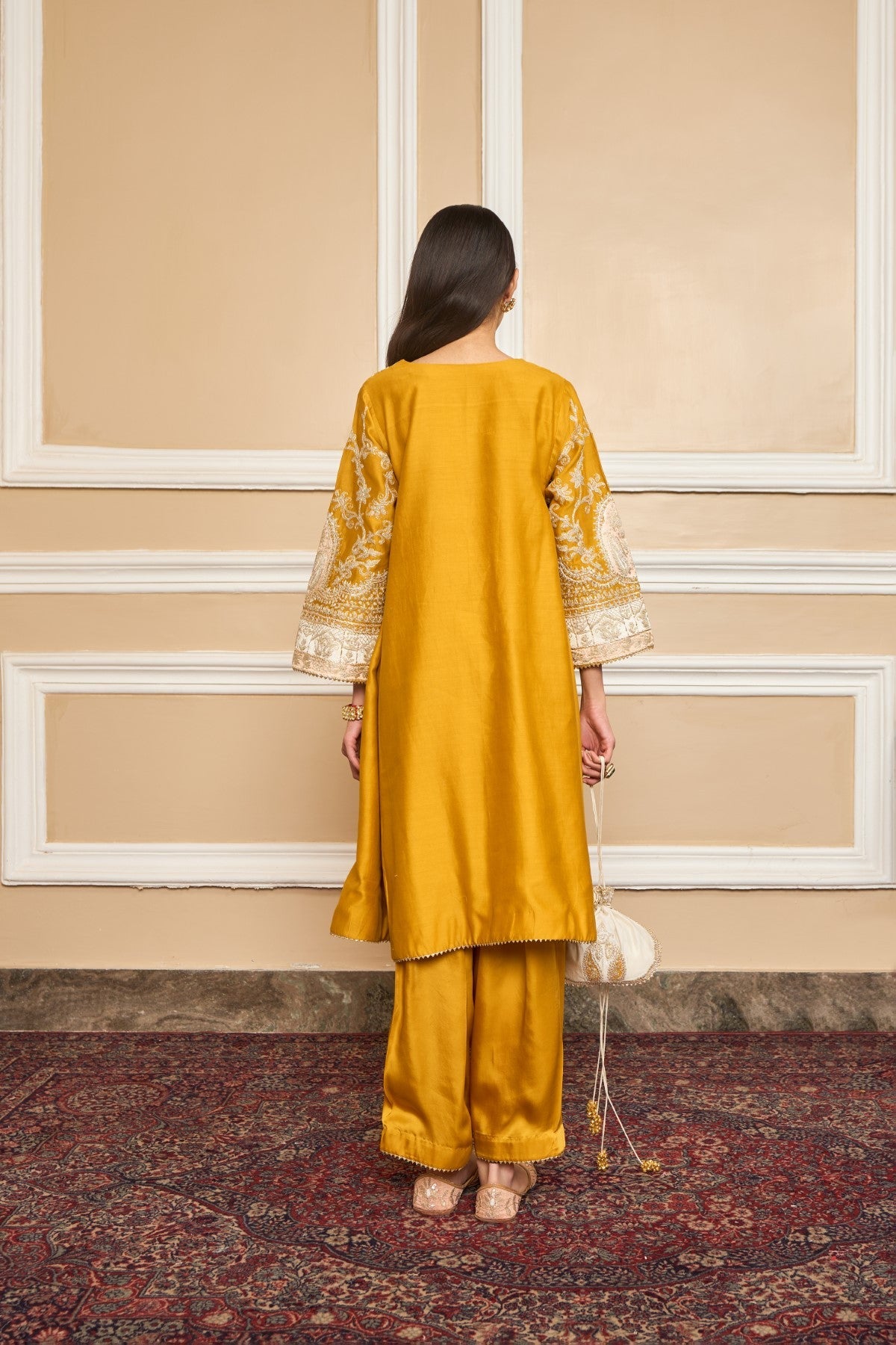 Sharvari In MOHSINA - Glaze Mustard SHORT KALIDAAR CHOGA WITH SALWAR