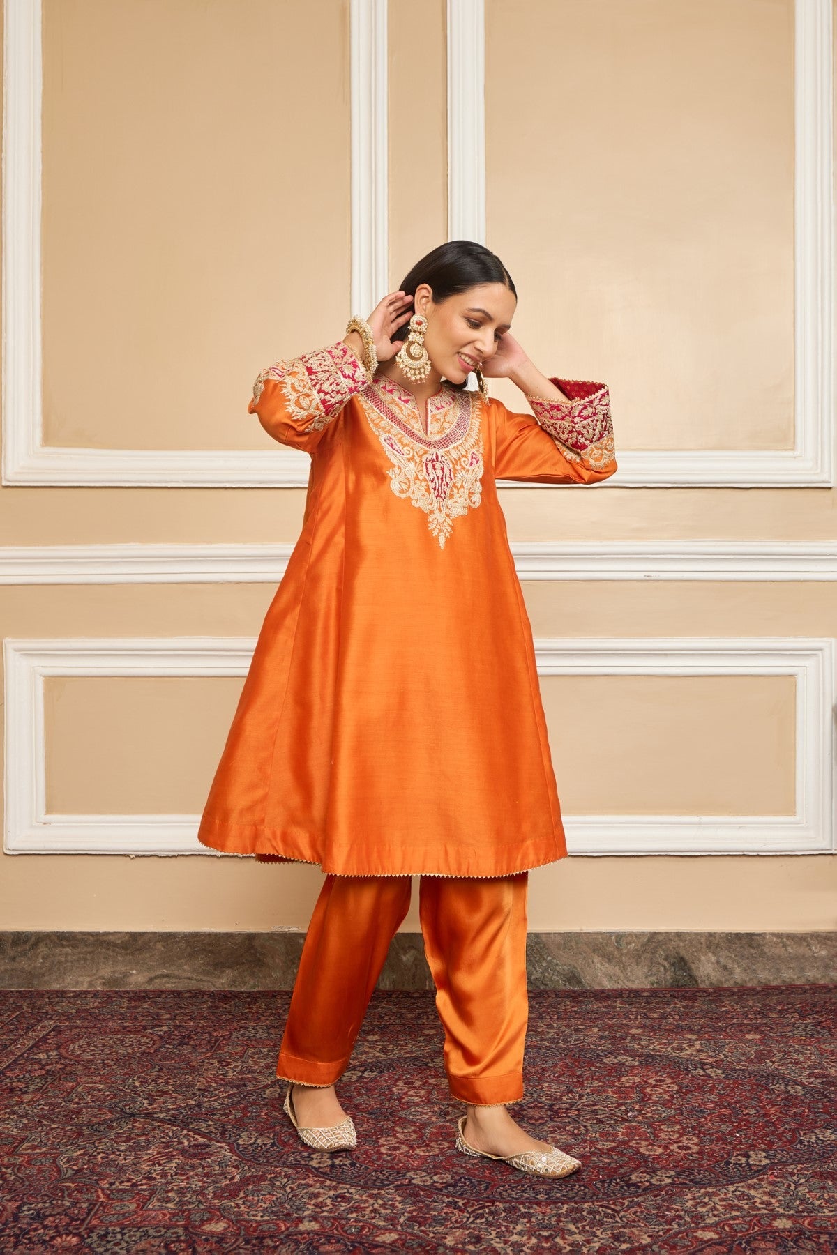 MEHRISH - Orange SHORT KALIDAAR CHOGA WITH SALWAR