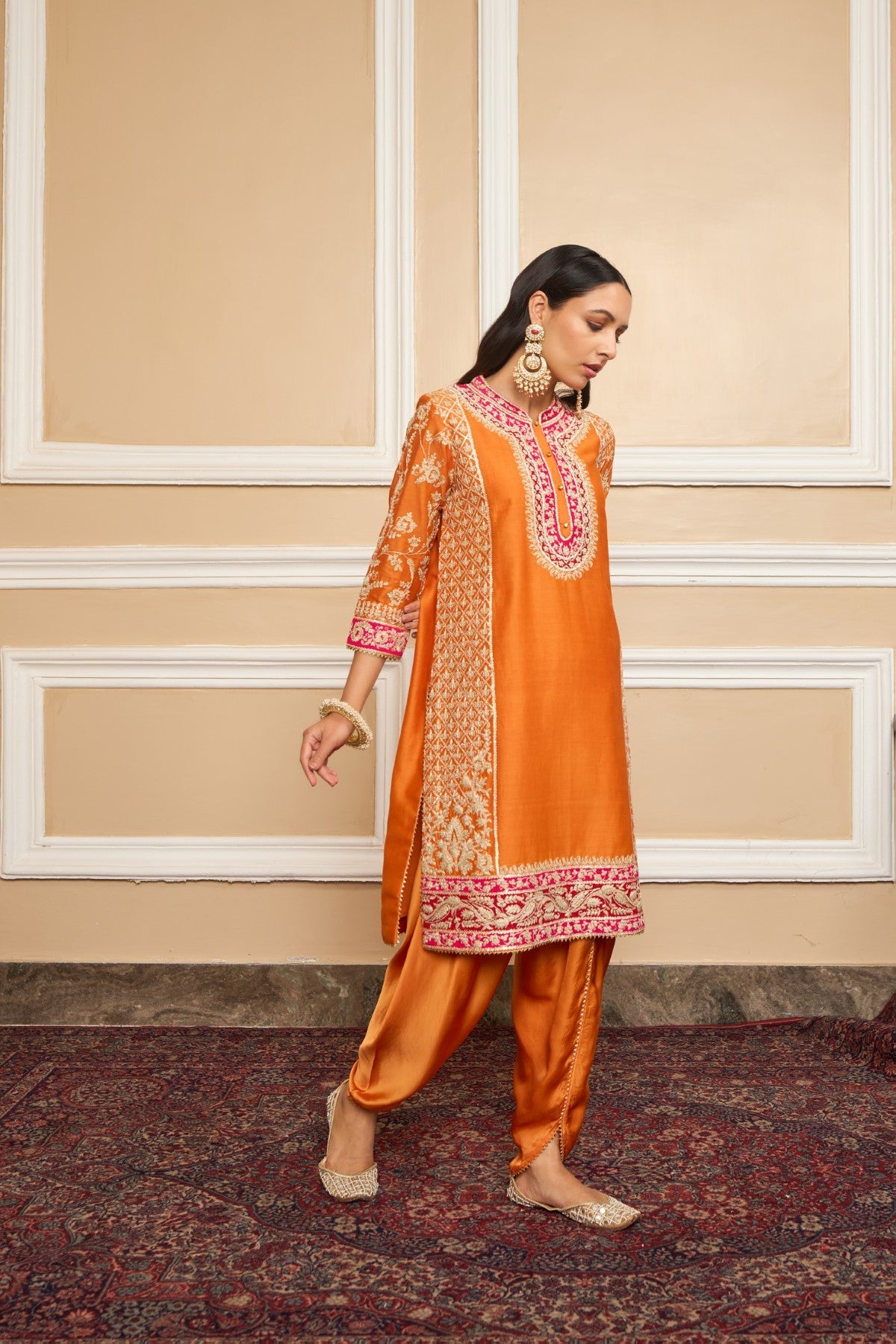MEHNOOR - Orange KURTA WITH DHOTI