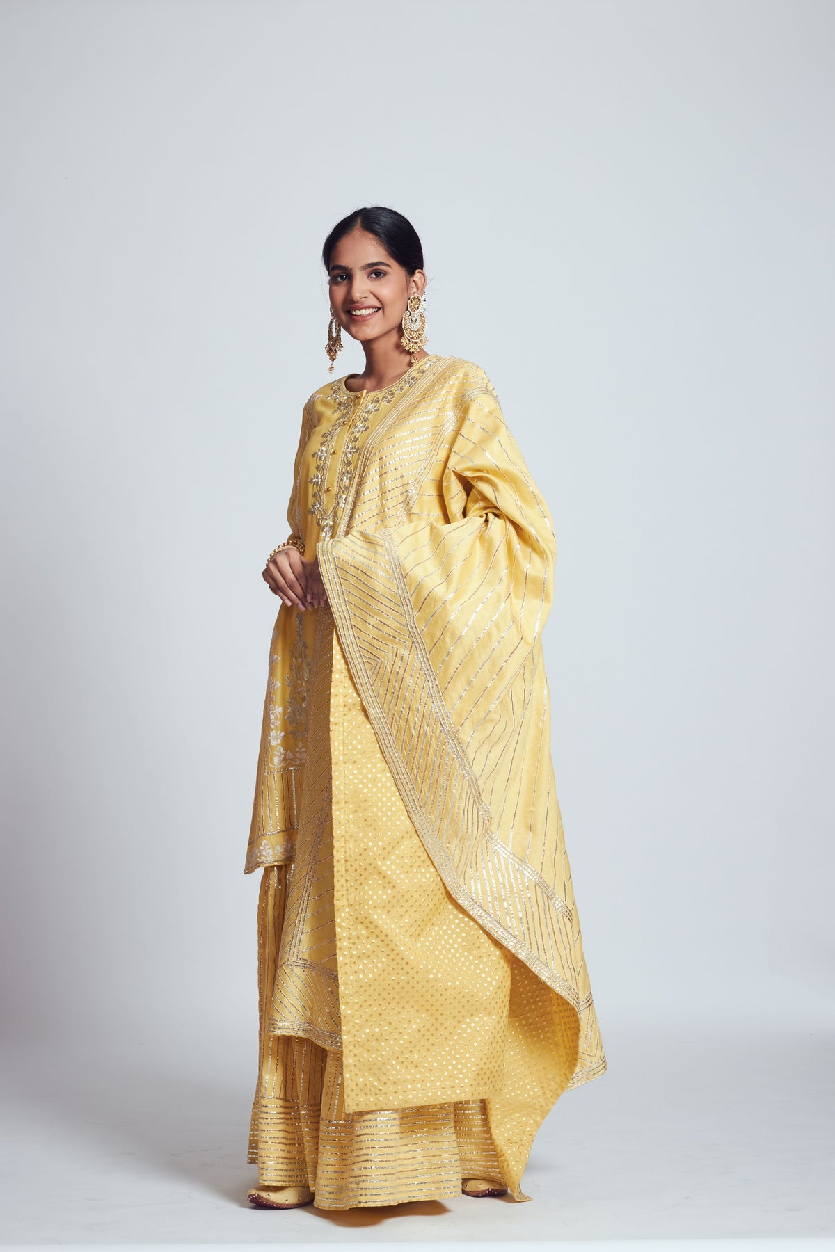 Sehar- Happy yellow chanderi silk embroidered ensemble