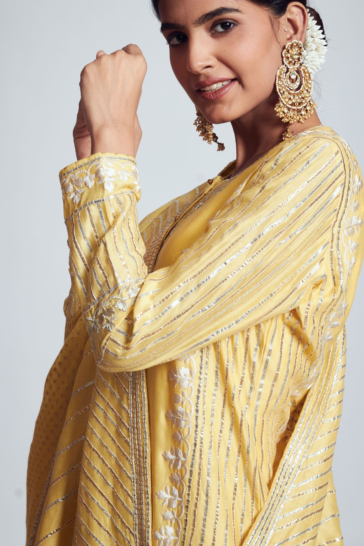Sehar- Happy yellow chanderi silk embroidered ensemble