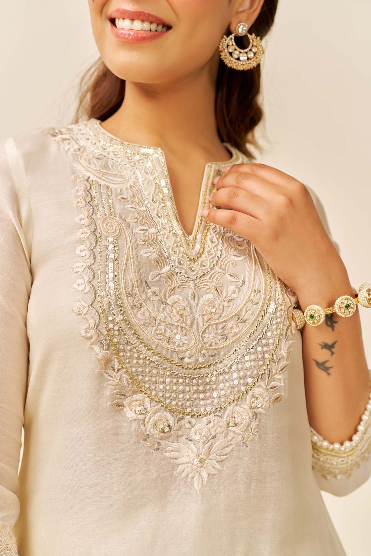 SARA - Daisy Ivory SHORT KURTA WITH  SALWAR