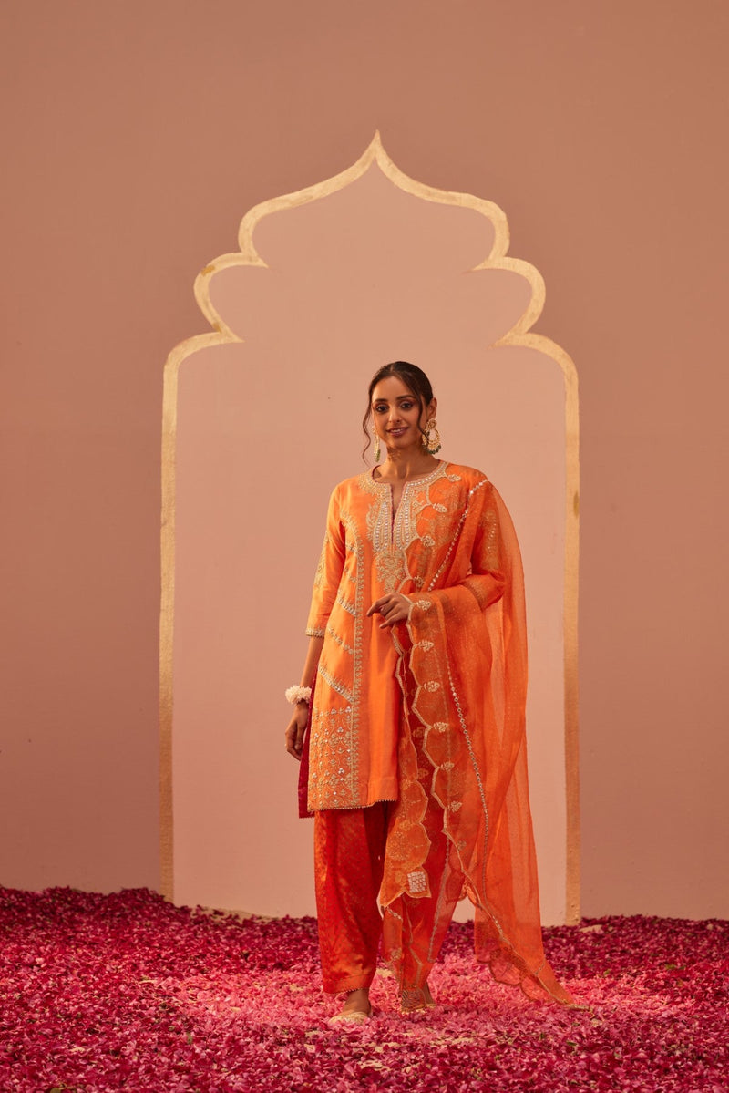 Rashida - Tangerine Orange Kurta Salwar Set