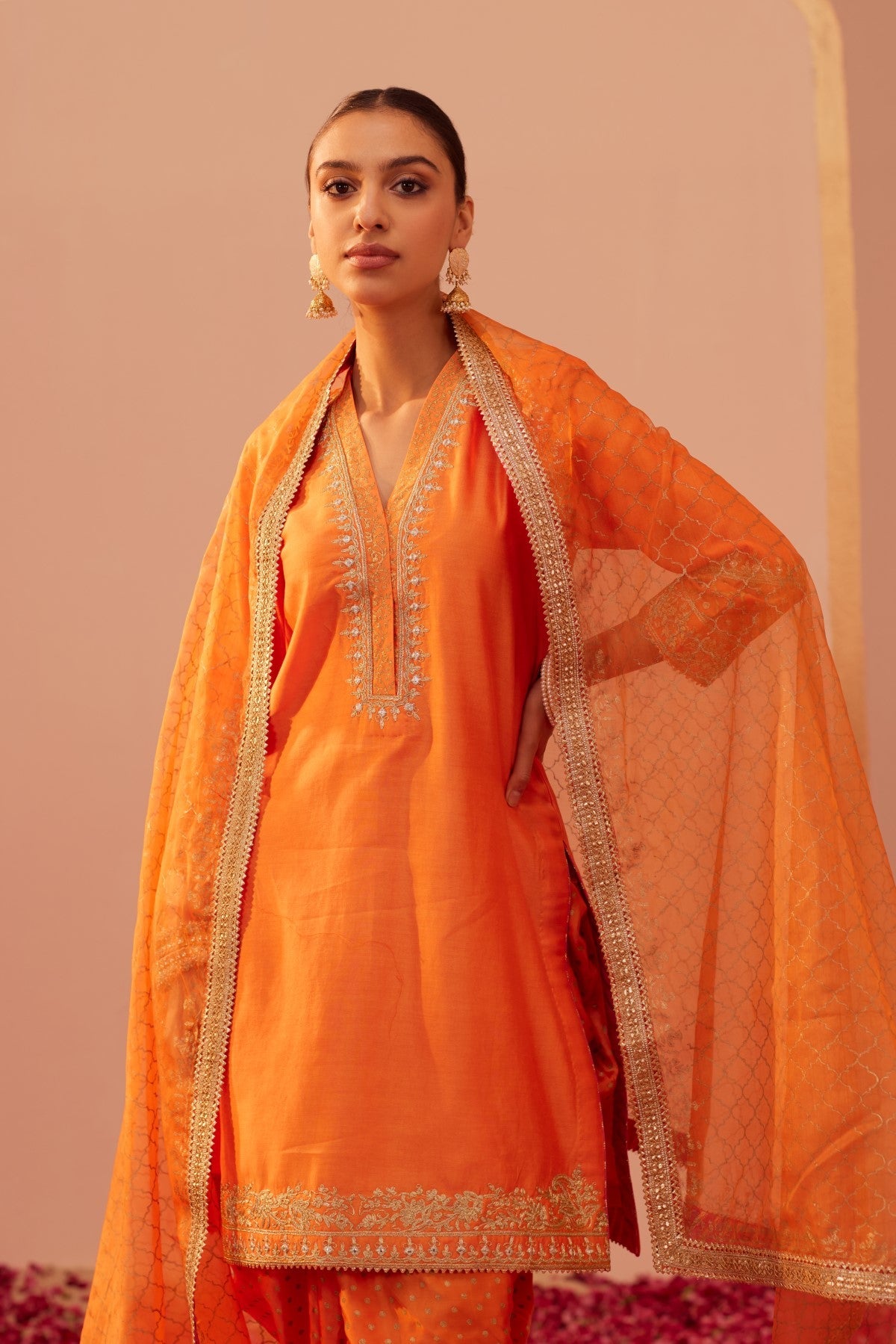 Nandini Gupta In Faheeda - Tangerine Orange  Kurta Set