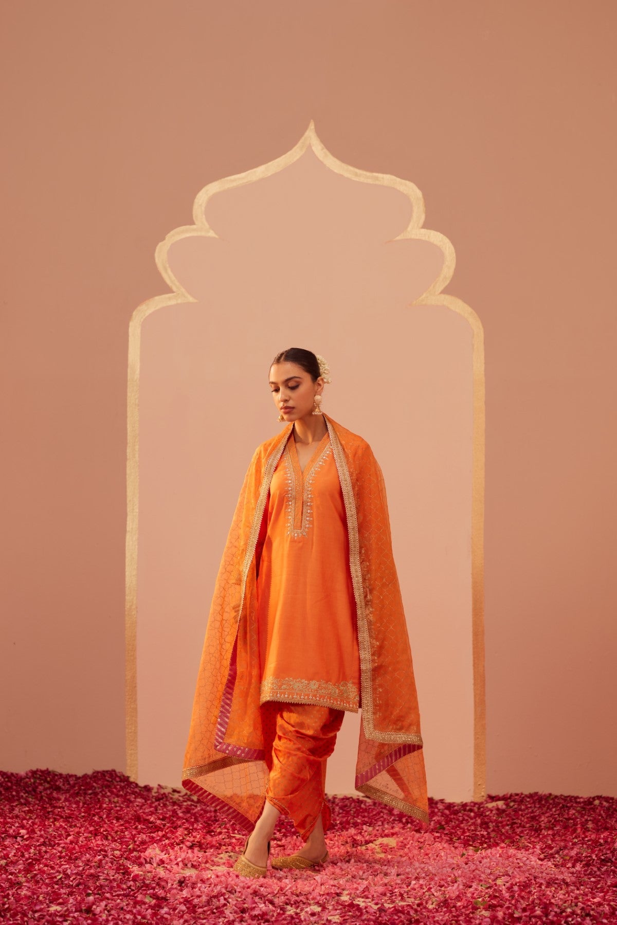 Shilpa Shetty In Faheeda - Tangerine Orange Kurta Set