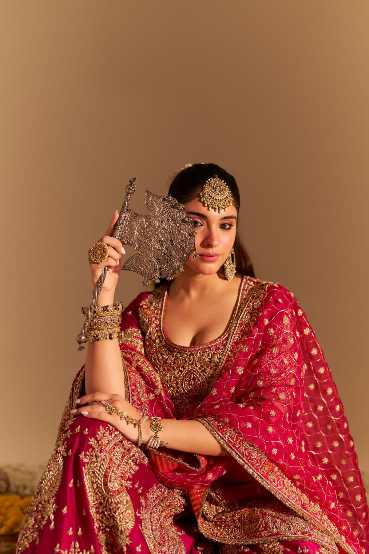 Alina - Dabka Zardozi Embroidered Silk Rani Hotpink Sharara Set (LXRTS)