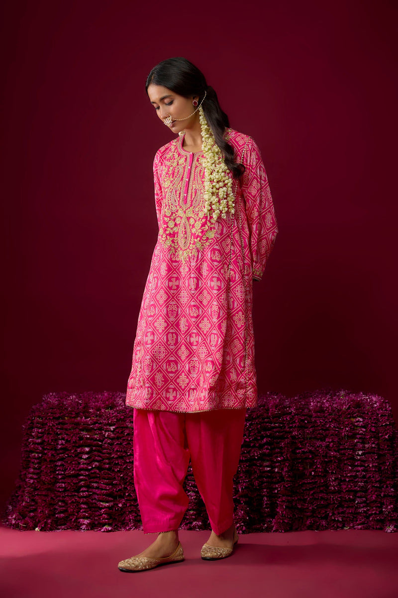 Nadia - Pink Short Chauga With Salwar (RTS)