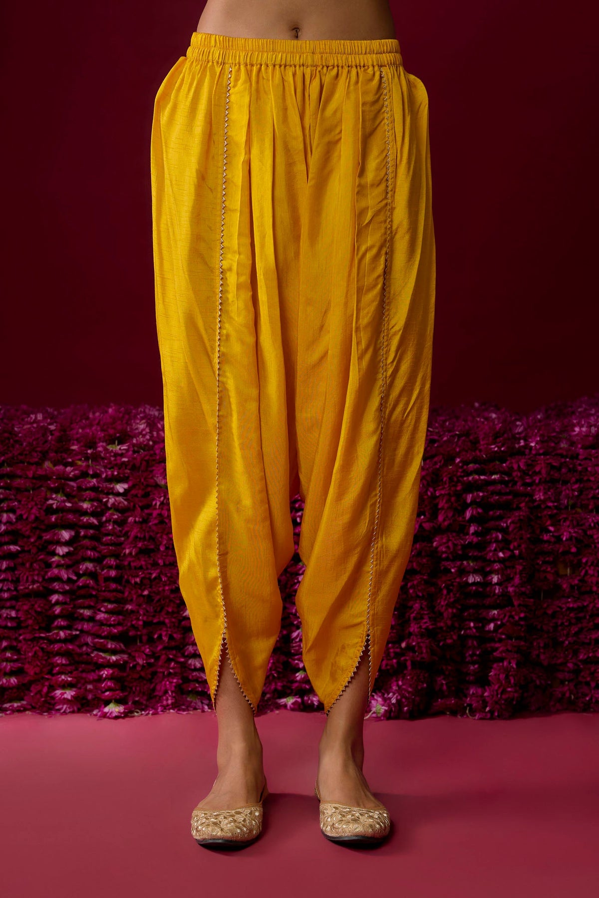 Rafiyah - Mustard Short Kurta With Dhoti