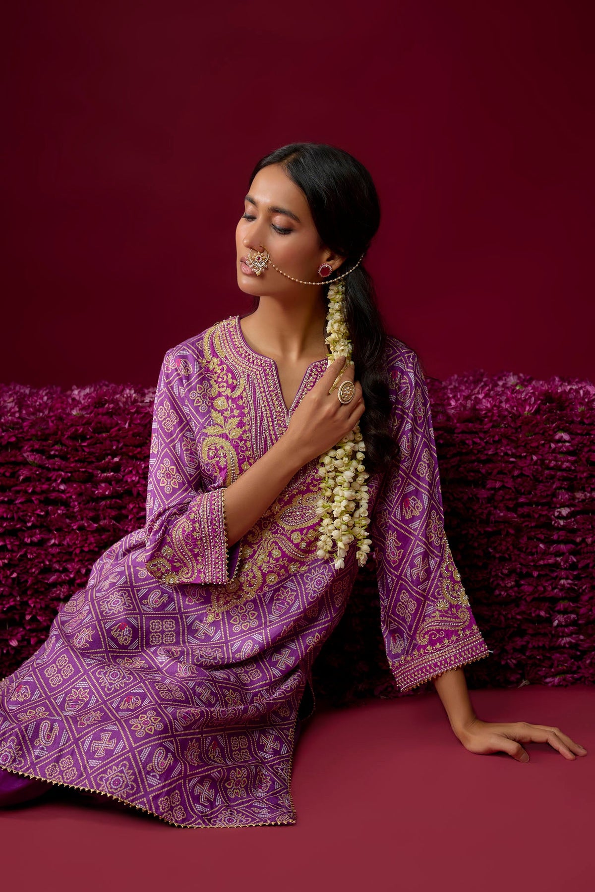 Rihana - Purple Short Kurta With Dhoti (RTS)
