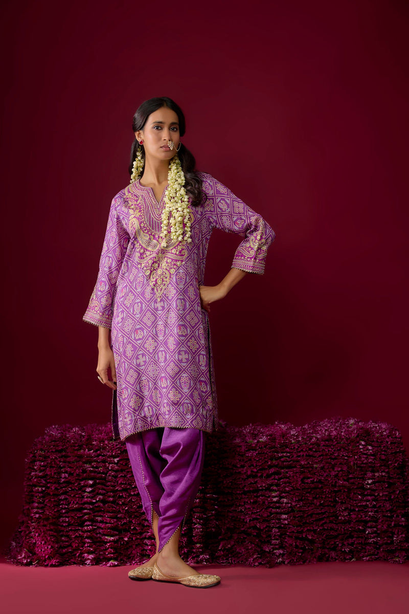 Rihana - Purple Short Kurta With Dhoti (RTS)