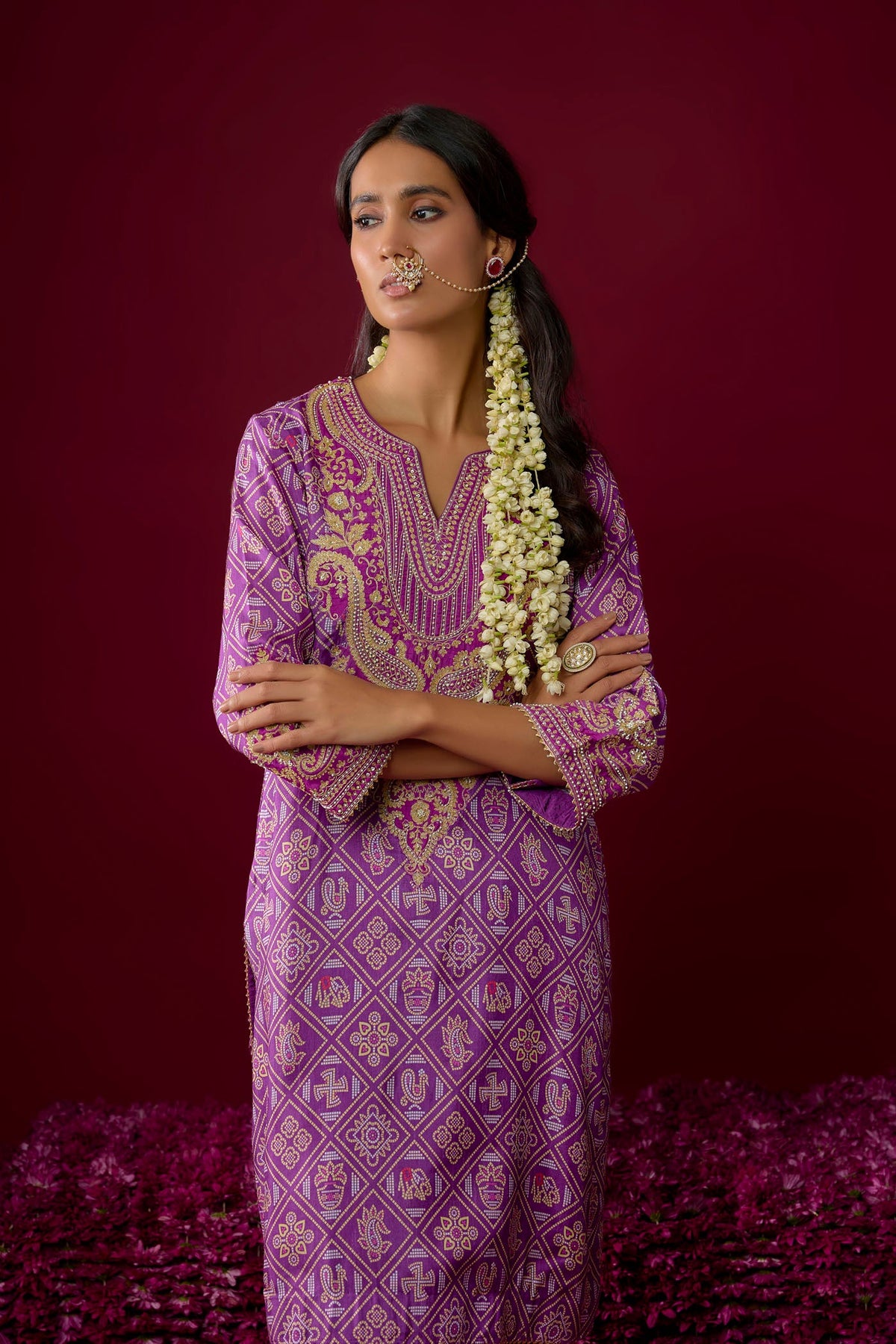 Rihana - Purple Short Kurta With Dhoti (RTS)