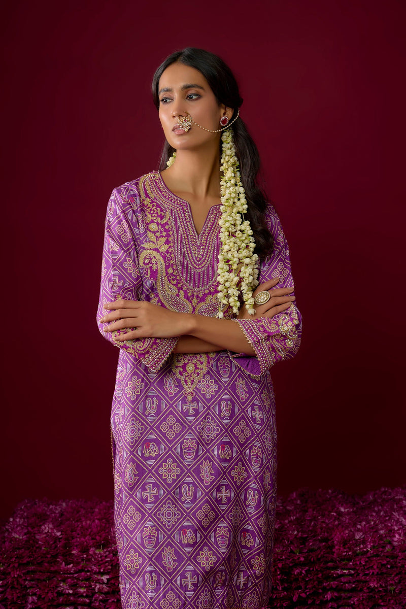 Rihana - Purple Short Kurta With Dhoti (RTS)