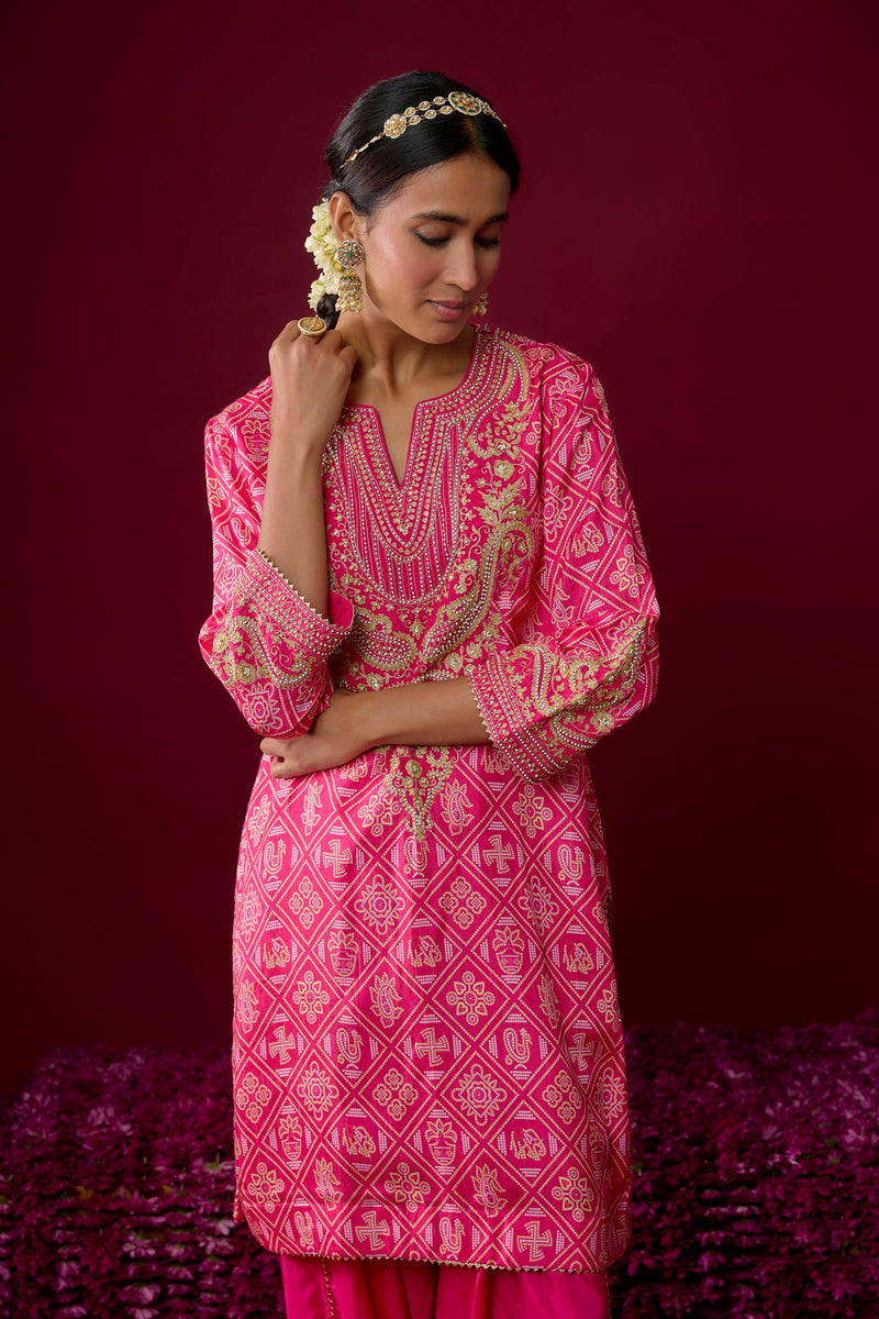 Rihana - Hotpink Short Kurta With Dhoti