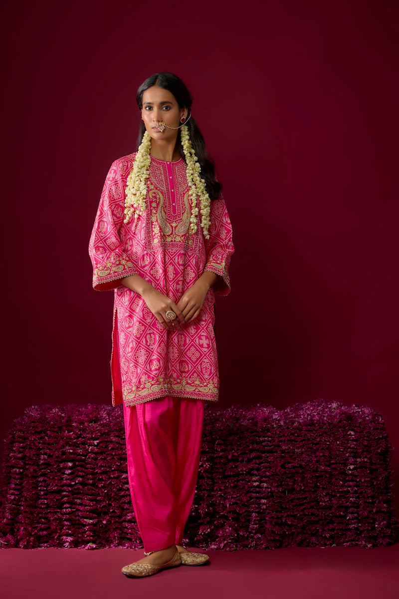 Jiana - Hotpink Short Kurta With Salwar (RTS)